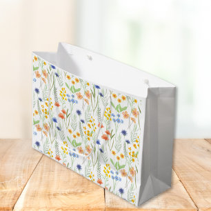 Sacola Para Presentes Grande Aquarela Wildflower 