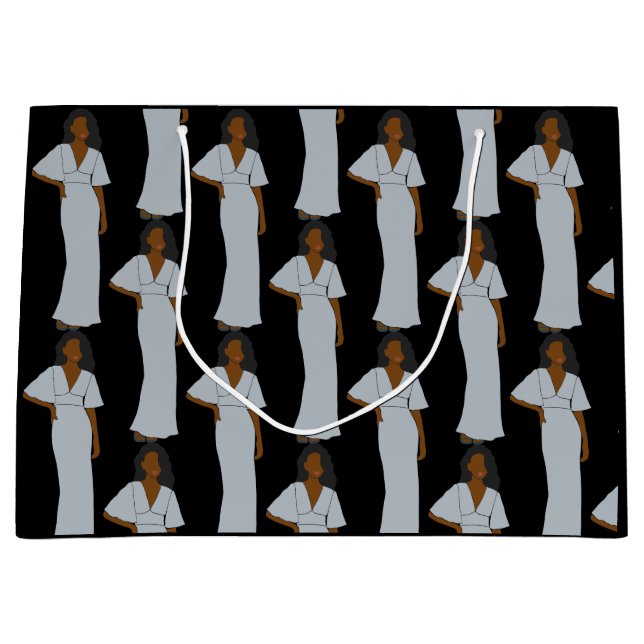 Sacola Para Presentes Grande Aquarius Zodiac Astrologia Elegante Preto (Frente)