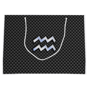 Sacola Para Presentes Grande Aquarius Zodiac Símbolo de Fibra de Carbono Decor