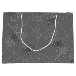 Sacola Para Presentes Grande Aranhas do Dia das Bruxas e abóboras