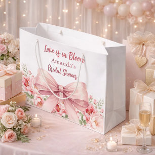 Sacola Para Presentes Grande Arco de Amor em Flor rosas cor-de-rosa Chá de Noiv
