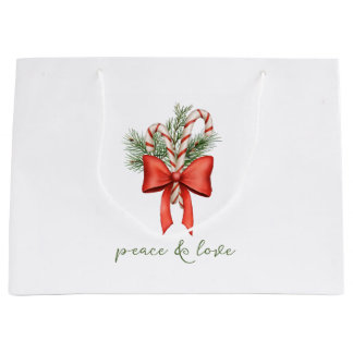 Sacola Para Presentes Grande Arco de Natal Vintage Candy Cane Paz foto Natal