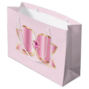 Sacola Para Presentes Grande Arco de vidro rosa com um gemstone central