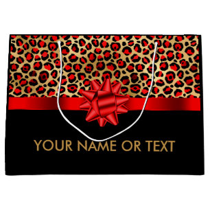 Sacola Para Presentes Grande Arco Dourado negro-leopardo-vermelho personalizado