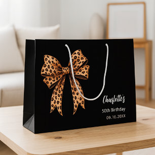 Sacola Para Presentes Grande Arco estampa de leopardo preto Aniversário