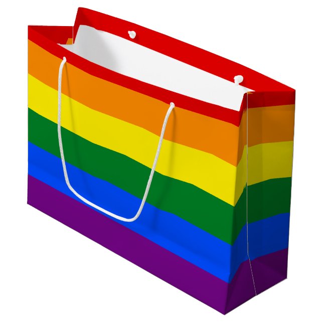 Sacola Para Presentes Grande Arco-Íris do Orgulho LGBT (Frente inclinada)