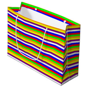 Sacola Para Presentes Grande Arco-Íris Horizontal - Estirpes Horizontais Grande