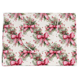 Sacola Para Presentes Grande Arcos de Natal rosa