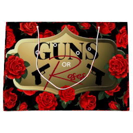 Sacola Para Presentes Grande Armas ou Rosas Sexo Revelar Chá de fraldas Preto