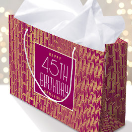 Sacola Para Presentes Grande Art Deco Aniversário de Qualquer Idade Nome Rosa D