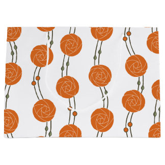 Sacola Para Presentes Grande Art Nouveau Mackintosh Rose Stripes Orange