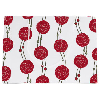 Sacola Para Presentes Grande Art Nouveau Mackintosh Rose Stripes Red