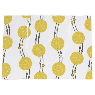 Sacola Para Presentes Grande Art Nouveau Mackintosh Rose Stripes Yellow