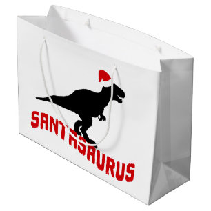 Sacola Para Presentes Grande Arte de palavra do dinossauro de Natal Festivo