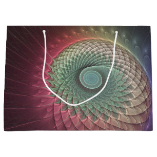 Sacola Para Presentes Grande Arte Fractal Moderna Colorida Caracol Abstrato