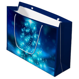 Sacola Para Presentes Grande Árvore de Natal Azul Moderna Elétrica com Luzes