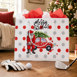 Sacola Para Presentes Grande Árvore de Natal de golfe em carro vermelho com Pap