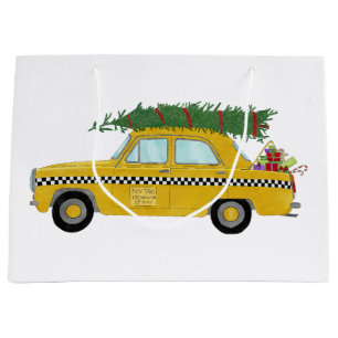 Sacola Para Presentes Grande Árvore de Natal de Táxi Amarelo de Nova York