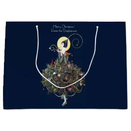 Sacola Para Presentes Grande Árvore de Natal Elegante Art Déco Retro
