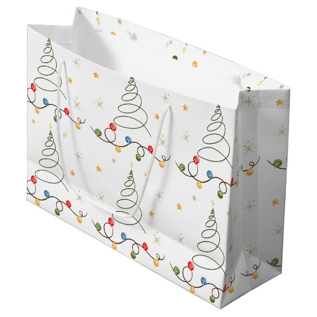 Sacola Para Presentes Grande Árvore de Natal - Grande Saco de Presente Branco (Frente inclinada)
