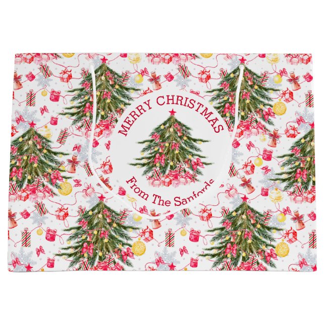 Sacola Para Presentes Grande Árvore de Natal personalizada (Frente)