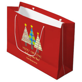 Sacola Para Presentes Grande Árvore de Natal Vermelha Caprichosa