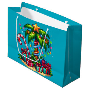 Sacola Para Presentes Grande Árvore de Palma de Natal tropical
