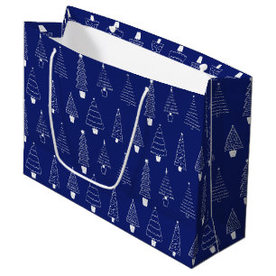 Sacola Para Presentes Grande Árvore Real de Pinheiros Brancos de Natal Elegante