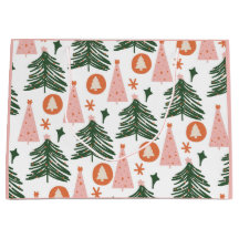 Árvores de Natal Boho Verde Rosa Laranja Presente