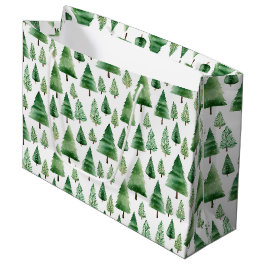 Sacola Para Presentes Grande Árvores de Natal Verdes