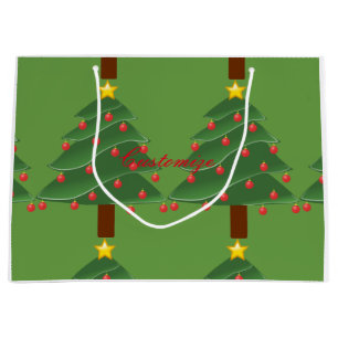 Sacola Para Presentes Grande Árvores de Natal verdes Thunder_Cove