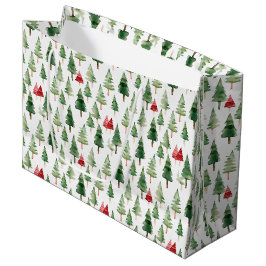 Sacola Para Presentes Grande Árvores de Natal Vermelhas Verdes
