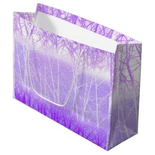 Sacola Para Presentes Grande Árvores Nebulosas Congeladas em Lilás Lavanda