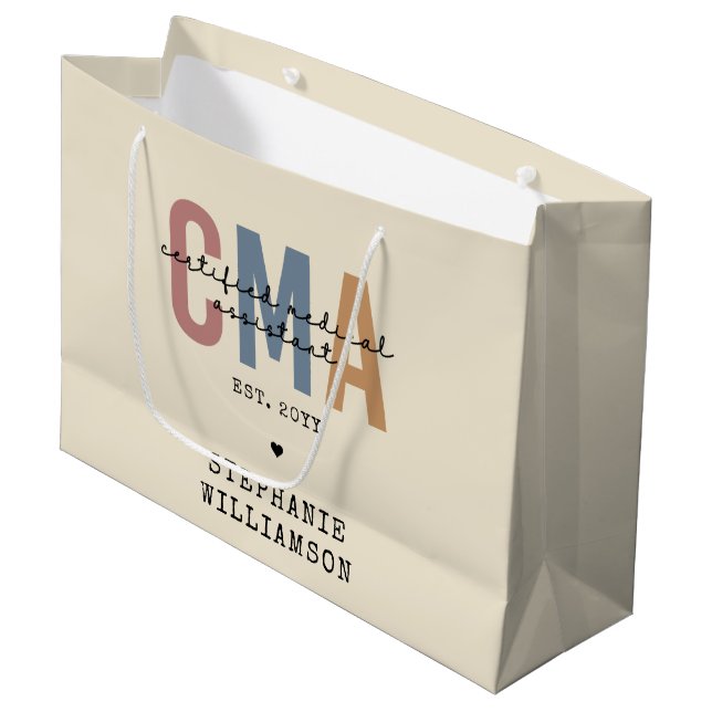 Sacola Para Presentes Grande Assistente médico certificado CMA personalizado (Frente inclinada)