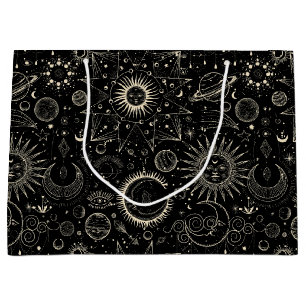 Sacola Para Presentes Grande Astrologia tarot mágica padrão celestial boho
