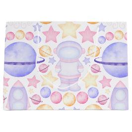 Sacola Para Presentes Grande Astronautas do Espaço Aquático Cor-de-Rosa-Gelado 
