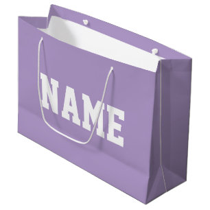 Sacola Para Presentes Grande Atlético SEU NOME Texto Branco Sobre Roxo Claro Su