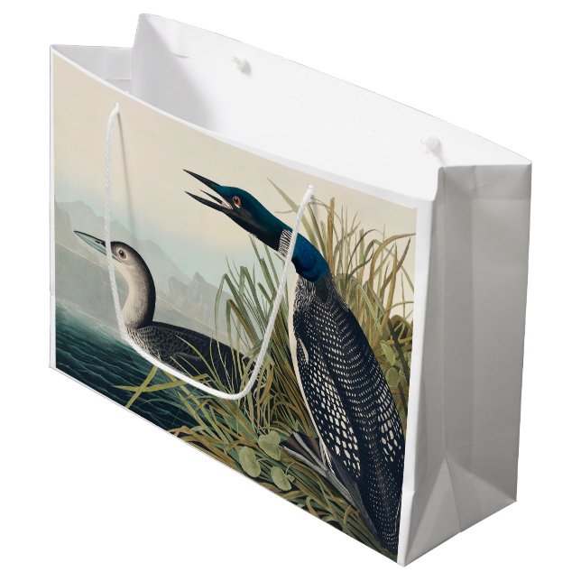 Sacola Para Presentes Grande Audubon Bird Loon Diver Classic (Frente inclinada)