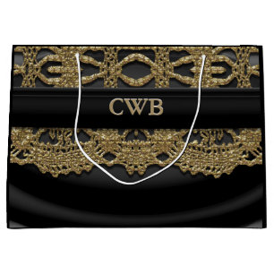 Sacola Para Presentes Grande Auré Victorian Black Elegant Monograma