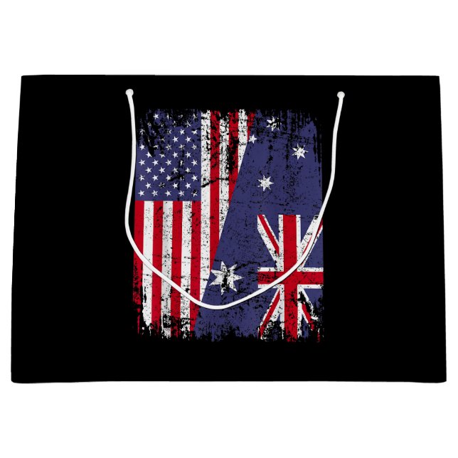 Sacola Para Presentes Grande AUSTRALIANA ROOTS Half American Flag AUSTRÁLIA (Frente)
