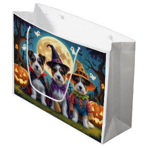 Sacola Para Presentes Grande Australiano Terrier Dogs Pumpkin Halloween Engraça