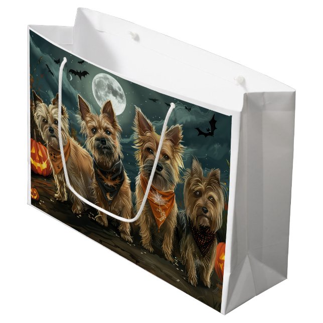 Sacola Para Presentes Grande australiano Terrier Halloween Spooky (Frente inclinada)