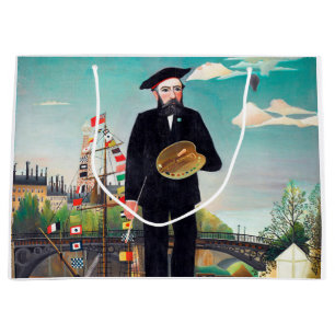 Sacola Para Presentes Grande autorretrato, paisagem, Rousseau