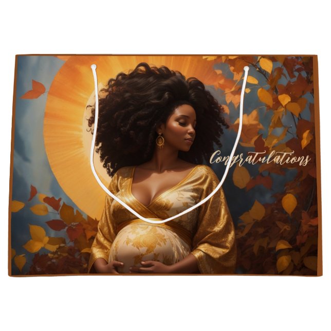 Sacola Para Presentes Grande Autumn Afro Centric Madre em Gravidez (Frente)
