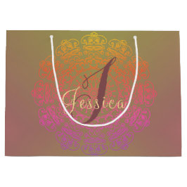 Sacola Para Presentes Grande Autumn Color Mandala Monograma - Saco do Presente