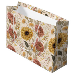 Sacola Para Presentes Grande Autumn Floral Impressão Large Gift Bag