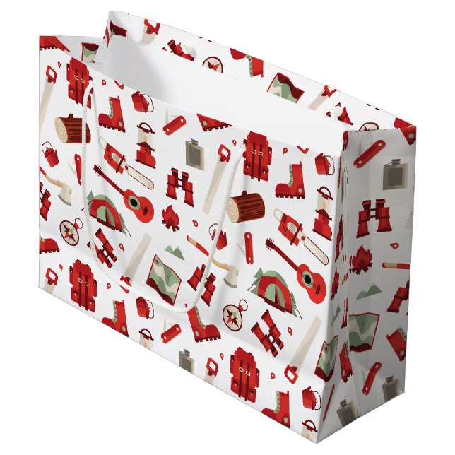 Sacola Para Presentes Grande Aventura festiva ao ar livre com engrenagens de ac (Frente inclinada)