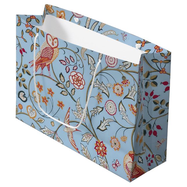 Sacola Para Presentes Grande Aves e Flores, William Morris Large Gift Bag (Frente inclinada)