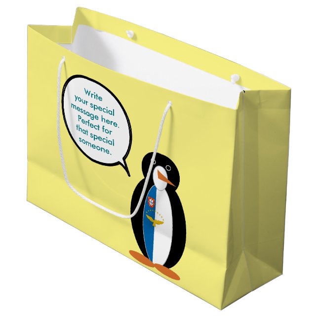 Sacola Para Presentes Grande Azorean Talking Ms Penguin Personalizada (Frente inclinada)