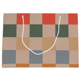 Sacola Para Presentes Grande Azul bege Laranja Castanho Marrom Verificado Padrã